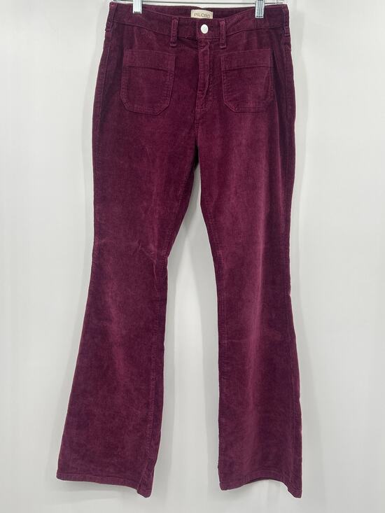 Pilcro Pants - PILCRO Corduroy Flare Pants Burgundy Plum 27 Boho 70s Style Western Fall